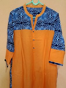 New Orange Straight Women Solid Kurti