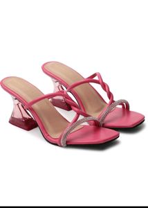 Pink Square Toe Heel Mules