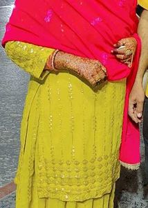 Yellow 💛 Rani Gagra Kurti With Dupatta ❤️