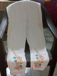 Embroidered White Pant