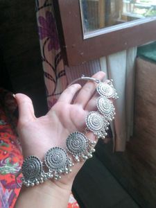 Silver Tone Boho Statement Choker