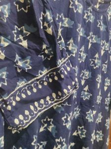 Blue and White Printed Maxi Dress