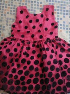 A Beautiful Rosy Red Polka Dots Frock