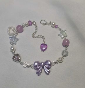 Pink Bow Beaded Bracelet