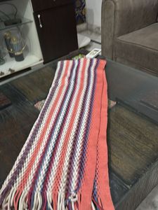 Striped Knit Throw Muffler (stal