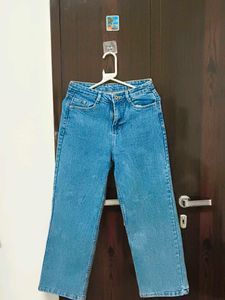 Blue Wide-Leg Denim Jeans