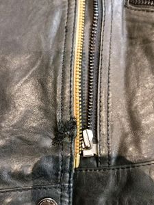 Cropped Leather Jacket With Great Zipper Details