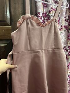 Pink Ruffle Trim Mini Dress
