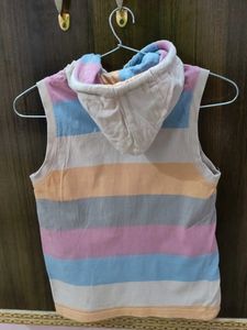 Striped Sleeveless Hoodie Tee