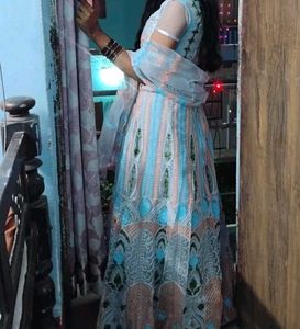 Elegant Blue Embroidered lehenga