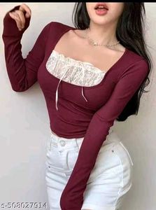 Burgundy Lace Trim Top