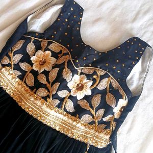 Girls&#39; Black Embroidered Dress