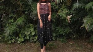 Embroidered Sleeveless A Line Black Kurti