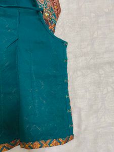 Teal &amp; Red Lehenga Set