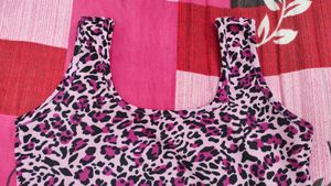 Pink Leopard Print Crop Top