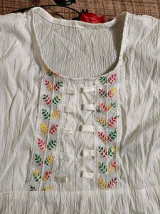 White Embroidered Tunic Top
