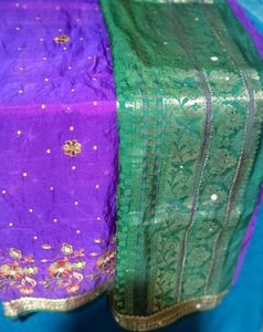 Purple Embroidered Saree💜/Free Blouse