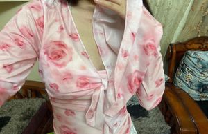 Pink Rose Tie-Front Top