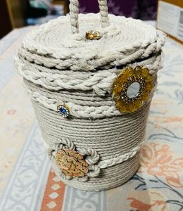 Handcrafted Rope Basket Only 1