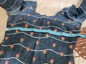 Blue Embroidered Kurti with Dupatta