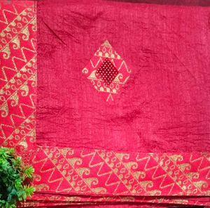 Beautiful saree With Red Border