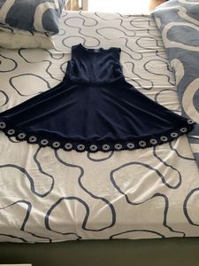Navy Velvet Fit &amp; Flare Dress