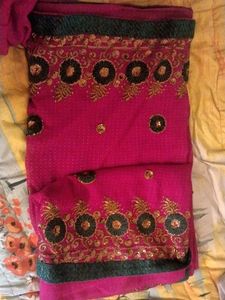 Old Pink Embroidered Saree