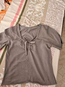 Ribbed Gray Top