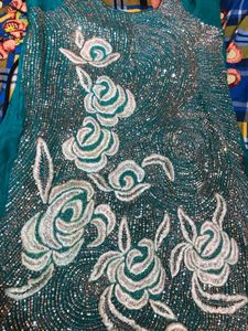 Embroidered Teal Dress Heavy Piece Looms Preety