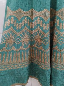 Elegant Green Ethnic Gown With Duppatta