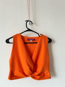 Orange Twist Front Top