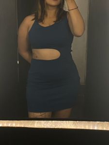 Blue One-Shoulder Cutout Dress