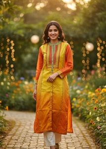 Biba Yellow Orange Festive Kurta_ Brand New
