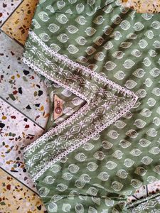 Green Printed Corset Kurta Set
