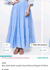 Blue Tiered Maxi Skirt by AND