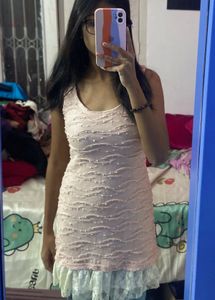 Pink Mini Dress with Lace