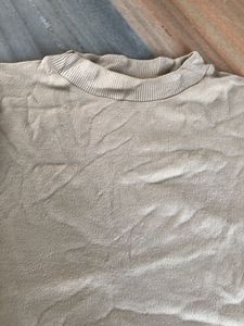 Beige Knit Long Sleeve crop thrifted top