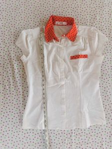 Polka Dot Collar White Top