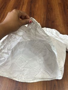 Zara cotton pure white crop shirt