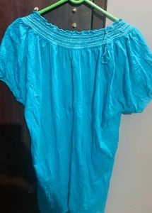 Aqua Boho Tassel Top