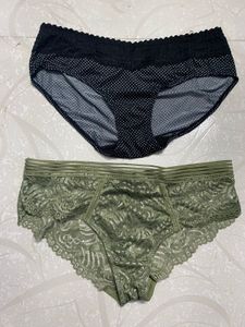 Set of 2 Stylish Women’s Panties –Lace & Polka Dot