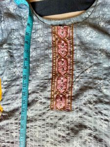 Pink Blue Kurta Set With Dupatta