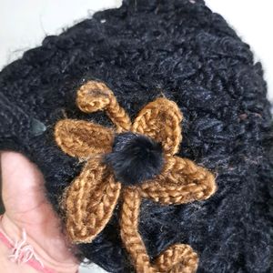 Woolen Crochet Beanie Cap &amp; Scarf Set 🖤
