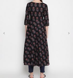 Floral Print Black Dress