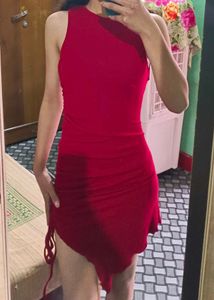Red asymmetric Bodycon Mini Dress