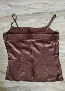 Brown Satin Slip top