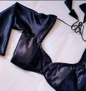 Satin Padded Full Sleeve Back Hook Blouse