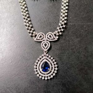 Elegant Blue Stone AD Necklace &amp; Earring Set