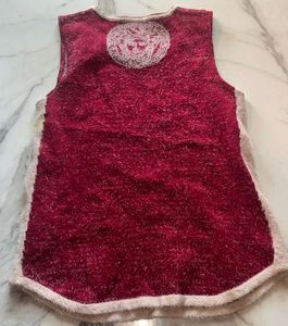 Premium Dark Red Winter Sleeveless Top – Soft Furr