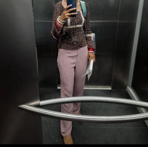 Mauve Straight Work Office Pants